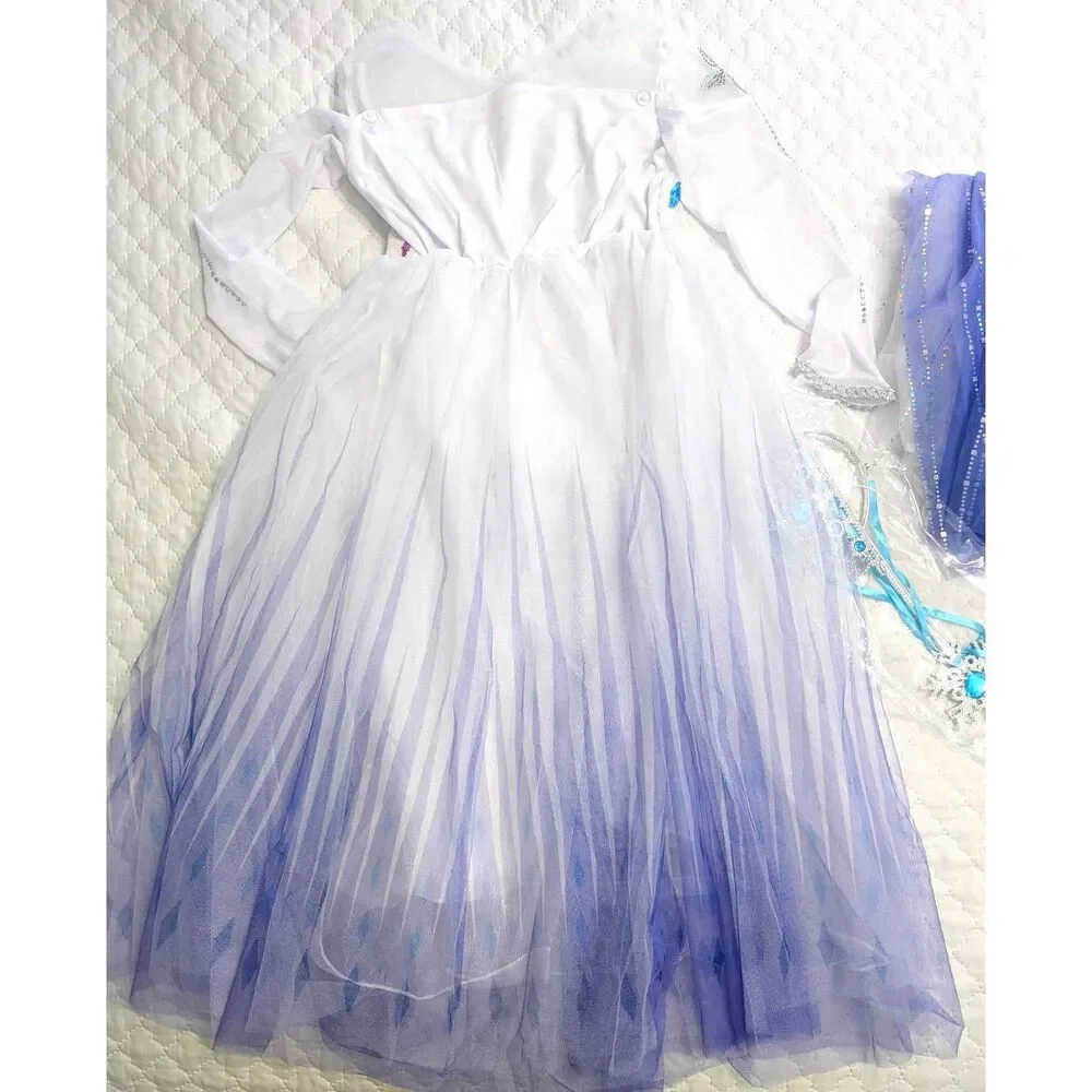 👑 Princess Dress & Accessories Blue Purple Size 6-8 NEW